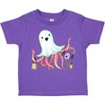 thumbnail image 3 of Inktastic Cute Ghost Octopus Trick or Treating with Bat Boys or Girls Toddler T-Shirt, 3 of 5