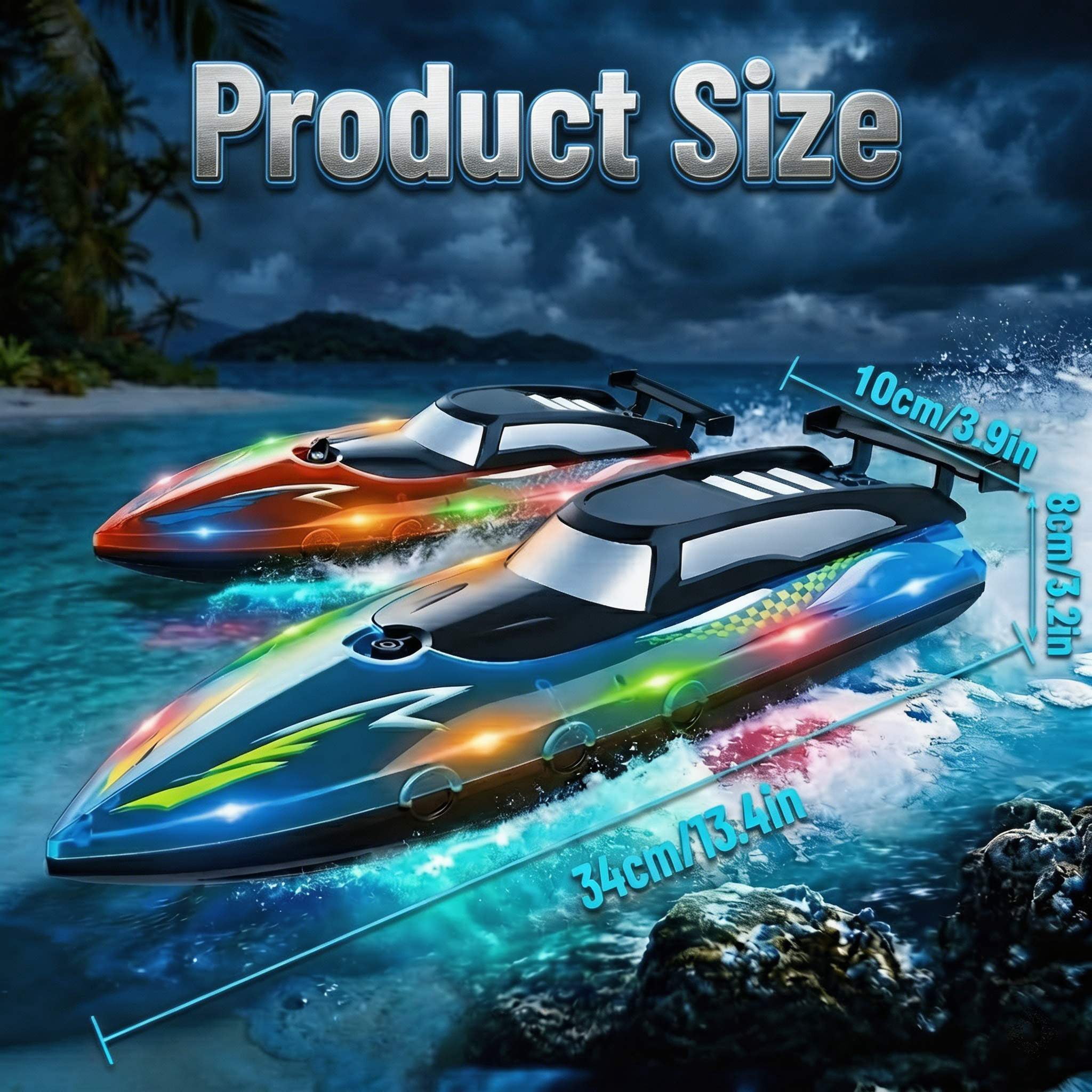 Tigozz RC Boat with LED Lights for Adults and Kids, 2.4GHz Fast Remote Control Speedboat for Lakes and Pools, Motorized High Speed Water Toys, Red