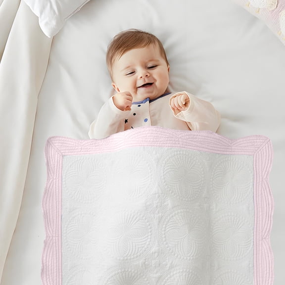 Fufafayo under $5 Quilted Blanket, Thin Flannel Throw Blanket with Filling, Soft Baby Coverlet for Nap Lounging, Lightweight Bed Couch Sofa Blanket, Reversible Decorative Throw