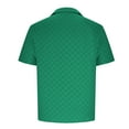 thumbnail image 4 of BiZtdJrK Men's Short Sleeve Lapel Shirt Casual Plaid Knit Hawaiian Shirts Solid Color Button Down Vacation Beach Tops Green L, 4 of 7