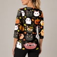 thumbnail image 4 of KLHDSF Womens Halloween Cartoon Print Scrub Top V Neck Side Slit 3/4 Sleeve T-Shirt Stretchy Fall Casual Workwear With Pockets Black XXXL, 4 of 6