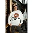 thumbnail image 6 of Women's Gameday Couture  White Denver Broncos Script Logo Oversized Premium Fleece Pullover Sweatshirt, 6 of 7
