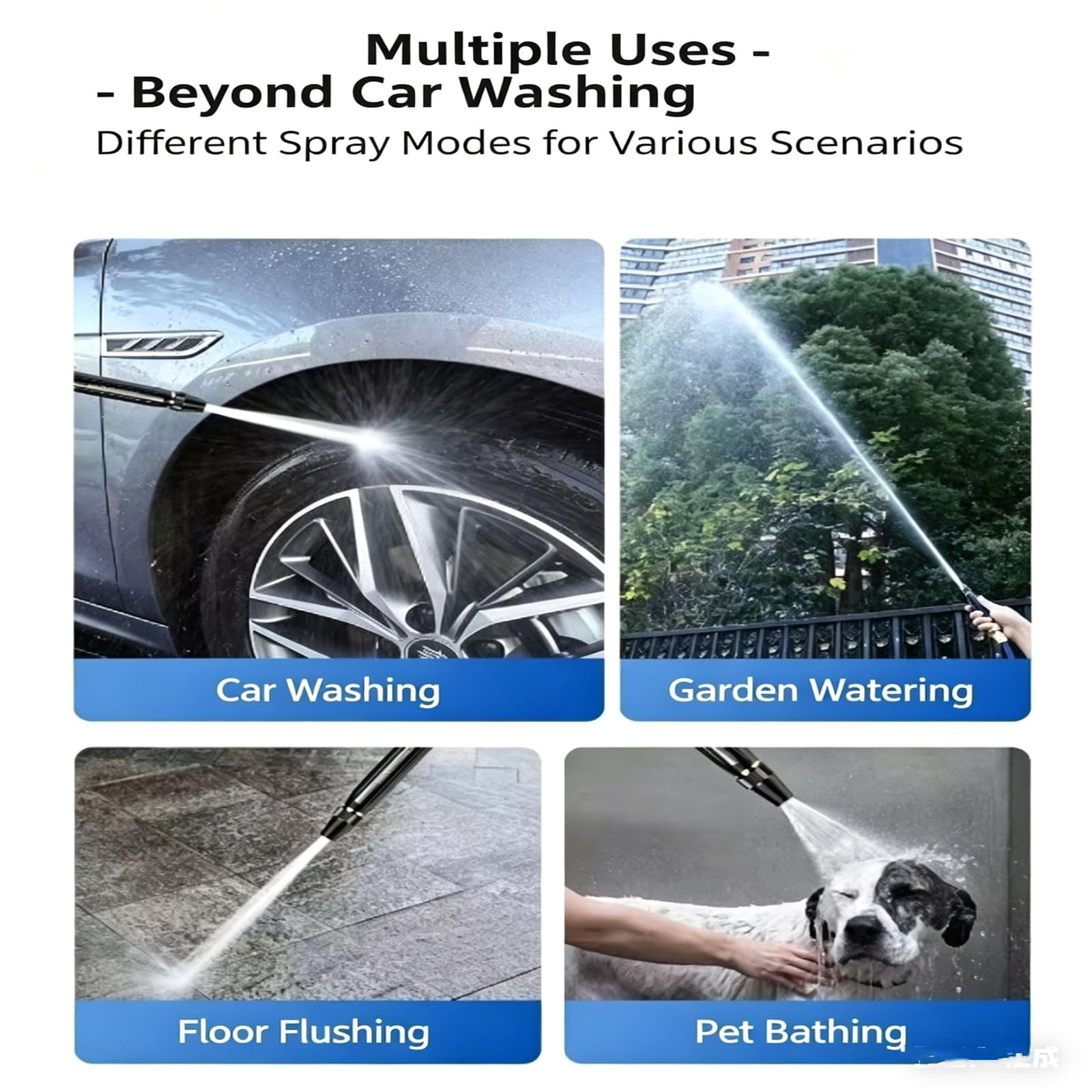 Heavy Duty Adjustable Twist Hose Nozzle Jet Sweeper Nozzle, Adjustable Metal Nozzle Garden Hose Sprinkler, Home High-Pressure Car Wash Water Gun with Booster Nozzle, Garden Hose Pressure Boost