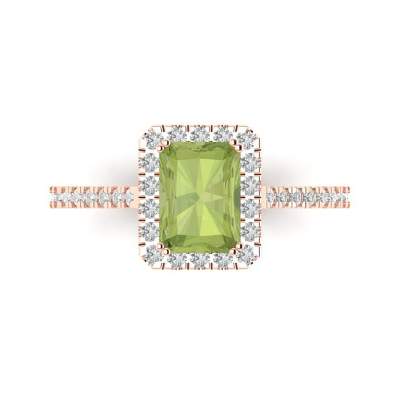 Clara Pucci 14K Rose Gold 1.86ct Peridot Solitaire with Accents Ring