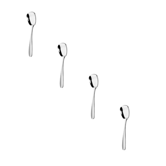 Modern Style Square Spoons - Stainless Steel Soup & Dessert Spoons Set of 4, Square Design Dining Spoons with Mirror Finish, Silver