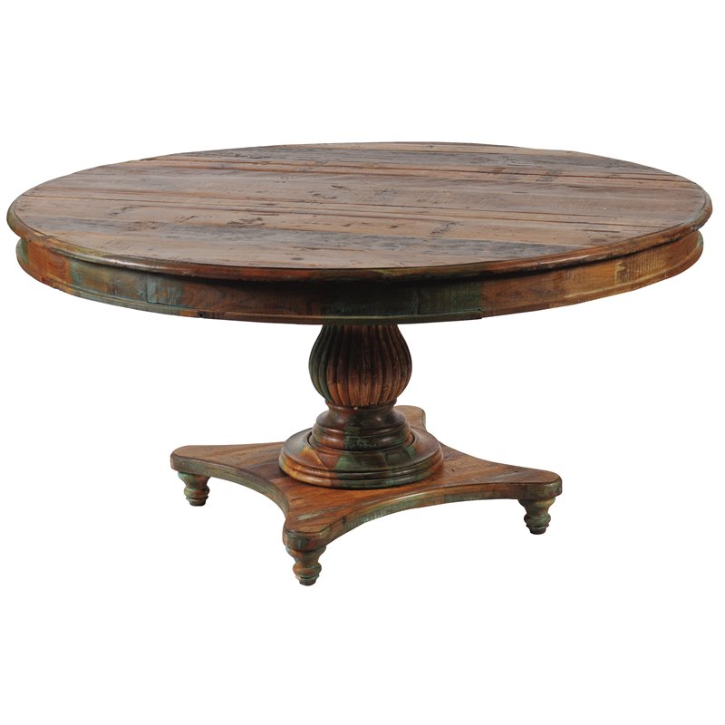 Trinidad Solid Wood 72" Round Dining Table in MultiColor