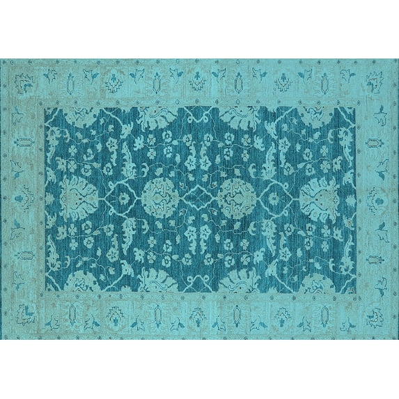 Ahgly Company Indoor Rectangle Oriental Light Blue Industrial Area Rugs, 2' x 5'