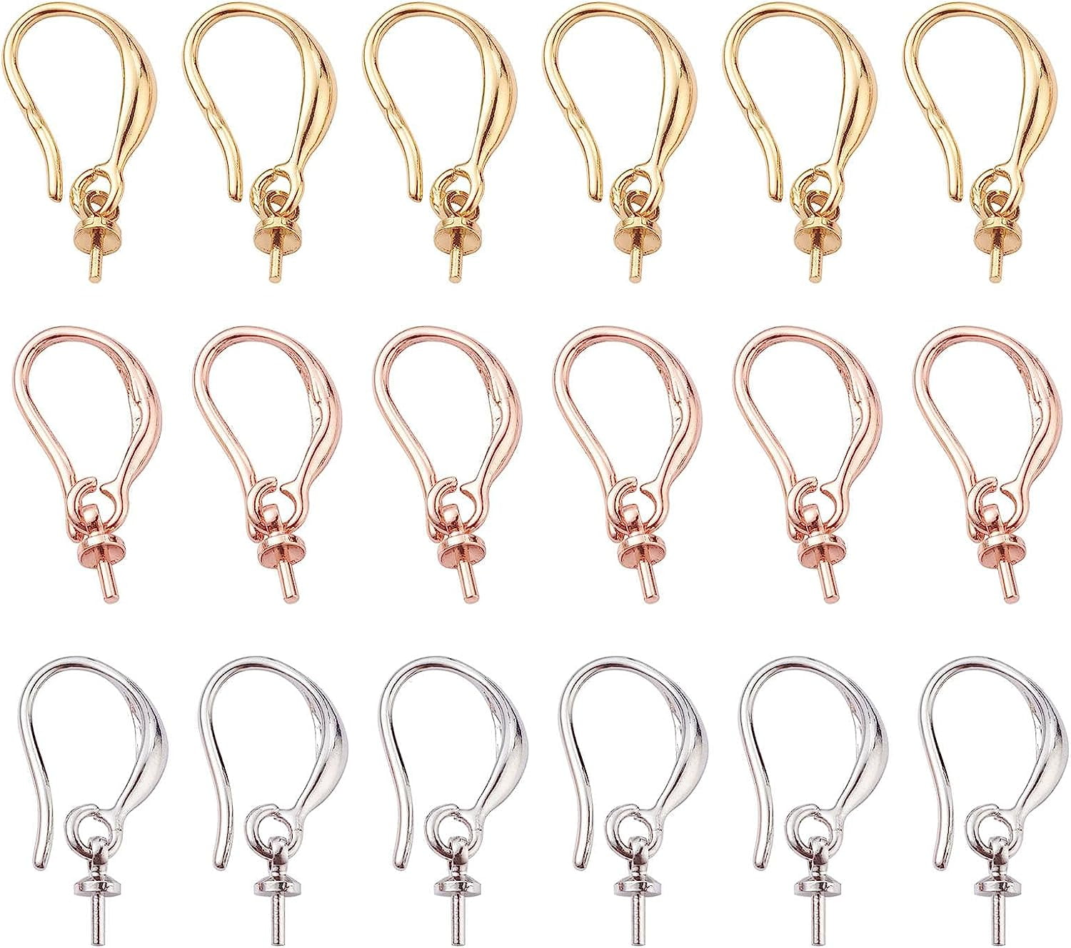 9 Pairs Pendant Clasp Earring Hooks Brass Fish Hook Ear Wires 3 Colors