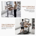 thumbnail image 4 of Edx Dual Desktop Height Adjustable Rolling Desk with Wheels, Treadmill Desk for Walking Pad, Mobile Computer Table with Cup Holder for Home Office Bedroom Living Room, Rustic Brown, 4 of 9