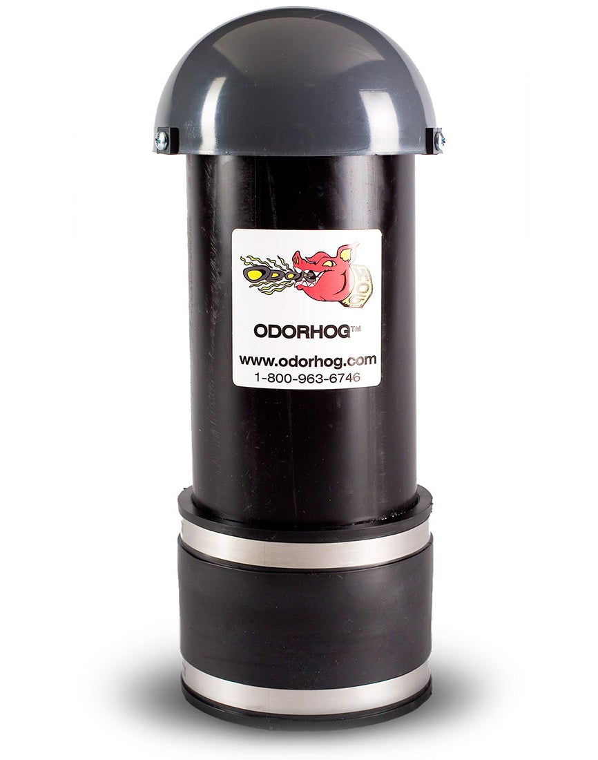 OdorHog Clamp On Vent Stack Pipe Filter 4", Black ABS with Mushroom Cap