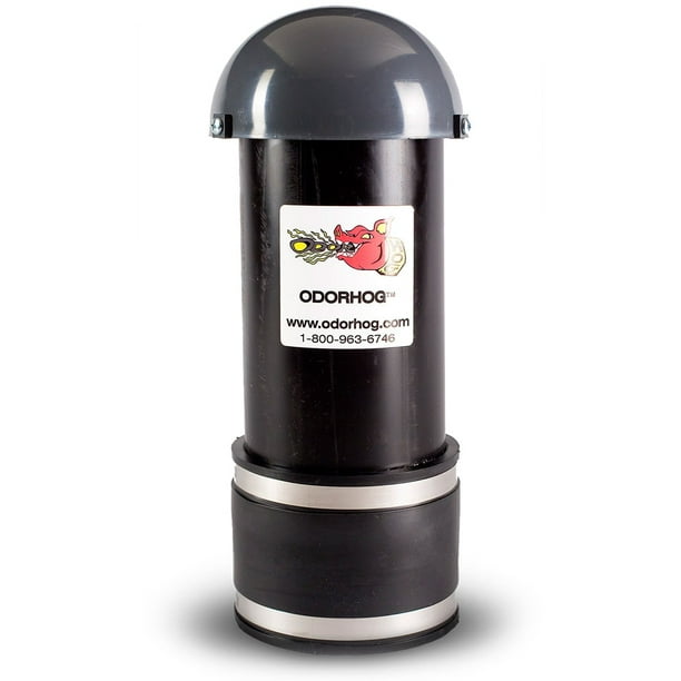 OdorHog Clamp On Vent Stack Pipe Filter 4", Black ABS with Mushroom Cap