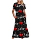 thumbnail image 1 of Puntoco Vestido Midi De Moda Para Mujer Del Día De San Valentín Vestido Con Cuello Redondo Y Manga Corta Con Doble Bolsillo Y Estampado De Amor Negro M,Regalos Para Mujer Joven, 1 of 4