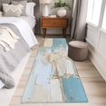 thumbnail image 5 of Modern Abstract Large Area Rugs for Bedroom Living Room, Soft Non Slip Carpet Bedside Rug, Blue Brown Color Blocks Rectangular Floor Cover Kitchen Accent Rug 2'x6' for Dining Room/Office, 5 of 9