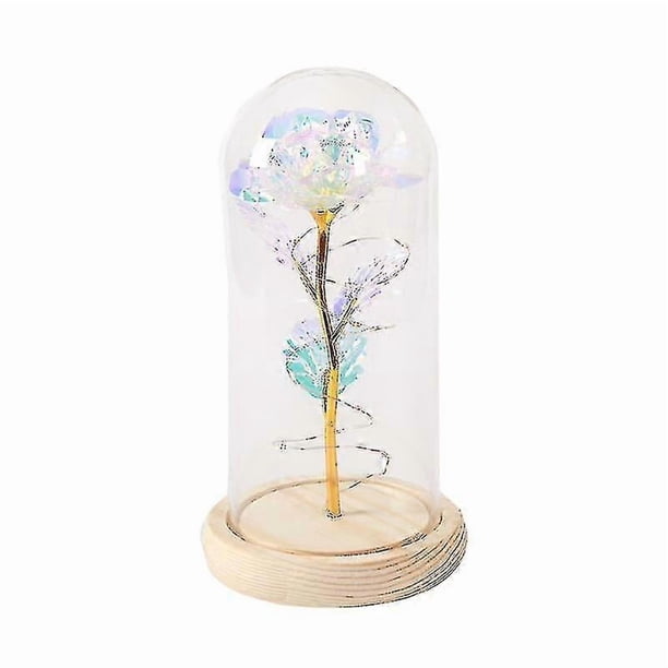 Mother's Day Birthday Mom Gifts Artificial Flower Rose Led Light In Glass Dome