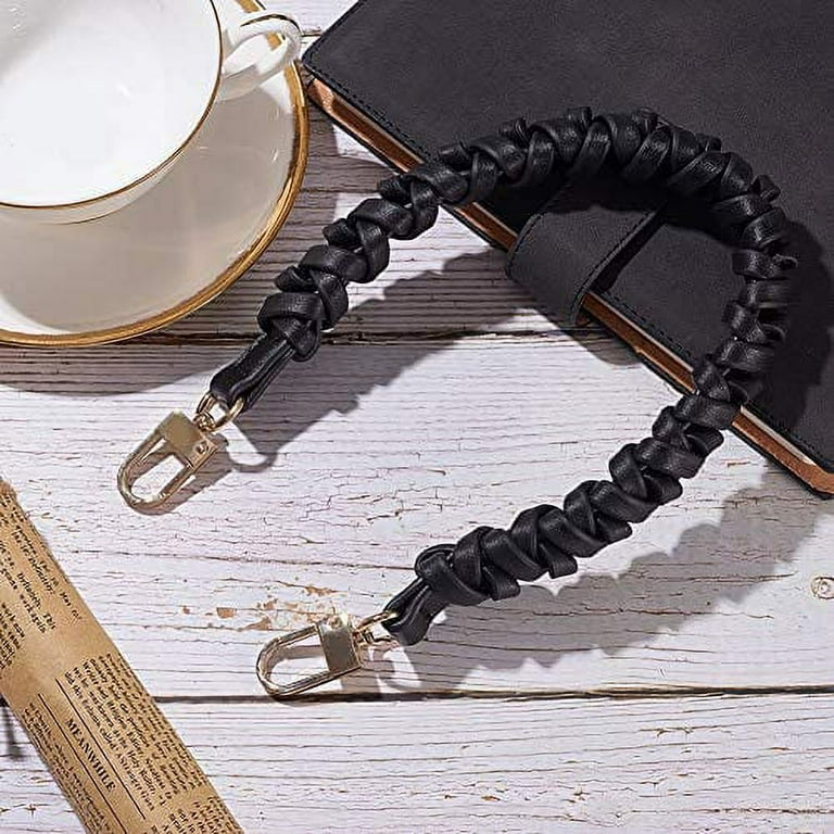 Braided Purse Strap 1pc 17 PU Leather Replacement Handle Short Handbag  Strap Top Handle with Golden Hardware for Tote Crochet Pochette Designer  Bag Black 