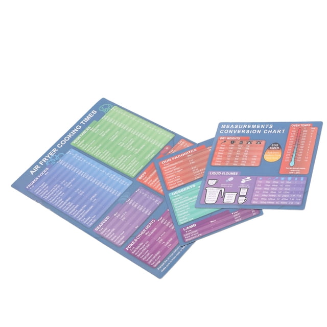Fryer Magnetic Cheat Sheet Set, Fryer Cooking Times Waterproof Quick Reference Heat Resistant PVC for Cooking