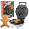 thumbnail image 1 of Waffle Wow! Gingerbread Man Mini Waffle Maker, Haga que esta Navidad sea especial para niños con una linda gofrera de 4 pulgadas, aparato de desayuno antiadherente eléctrico Blanco, 1 of 5