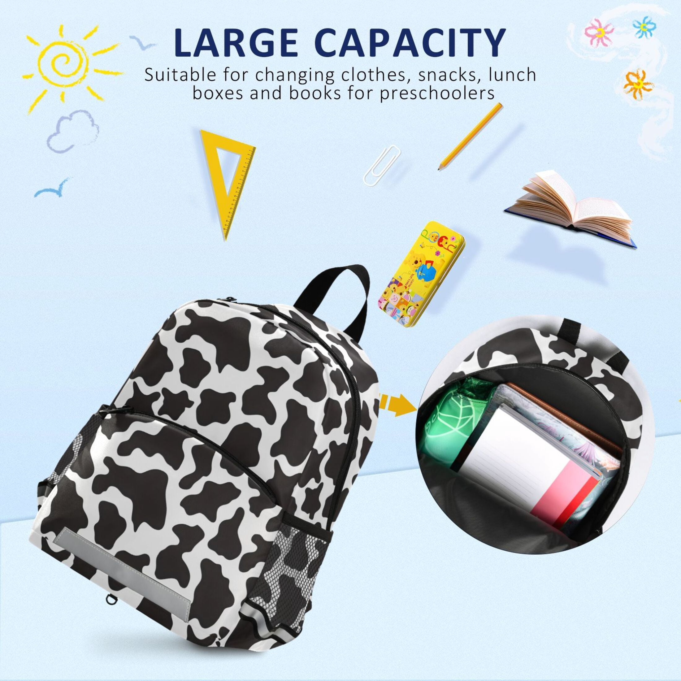 ALAZA Cow Print School Backpack Elementary Student Bookbag