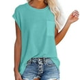 thumbnail image 2 of TODOZO T Shirts for Women Loose Fit Casual Lightweight Soft Basic Tees Summer Clothes for Women Loose Blouse Chest Women Casual Color Short Sleeve T Shirt Tops Pocket Solid Women's T Shirts Blue S, 2 of 7