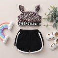 thumbnail image 2 of NZRVAWS Newborn Baby Girl Clothes Ruffle Fly Sleeve Leopard Print Crop Top and Solid Color Shorts Baby Girl Outfit Set 9-12 Months, 2 of 7