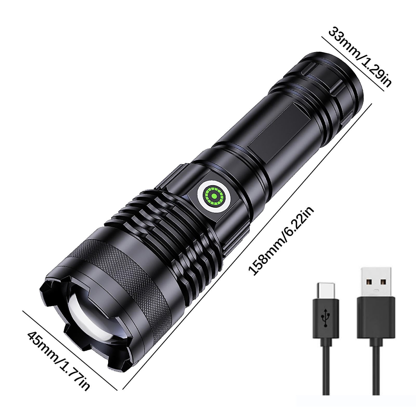 Super Bright LED Flashlights Rechargeable, 100000 Lumens XHP70 Tactical Flashlight, High Lumens 5 Modes Zoomable Waterproof Handheld Flashlights for Emergency Hiking Hunting Camping