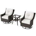 thumbnail image 3 of COOS BAY Stone Harbor 3-Piece Brown Wicker Patio Furniture Set Outdoor Conversation Set with Beige Olefin Cushions, 360 Degree Swivel Rocking Chairs, Side Table, 3 of 10