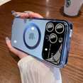 thumbnail image 2 of For IPhone 12 Pro Max Case ,Window Glass Lens Camera Protector, Logo View Compatible with Magsafe ,Magnetic Hard Transparent Phone Cases for IPhone 12 Pro Max 6.7 inch Slim Luxury Clear Cover (blue), 2 of 16