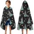thumbnail image 3 of Black Christmas Tree Pattern Hooded Bath Towel，50"x30" for Ages 3 To 12 Kids, Quick Dry Lightweight Soft Microfiber Hood Beach Towel Cover Up for Kids, 3 of 7