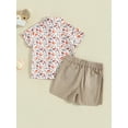 thumbnail image 4 of Bagilaanoe 2pcs Toddler Baby Boy Shorts Set Short Sleeve Print Shirt Tops + Shorts 12M 18M 24M 3T 4T 5T Kids Summer Gentleman Clothes, 4 of 7