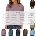 thumbnail image 2 of cocolona Long Sleeve Tops for Women Crew Neck Solid Color Basic Tee Decorative Button Casual Fall Outfits, 2 of 6