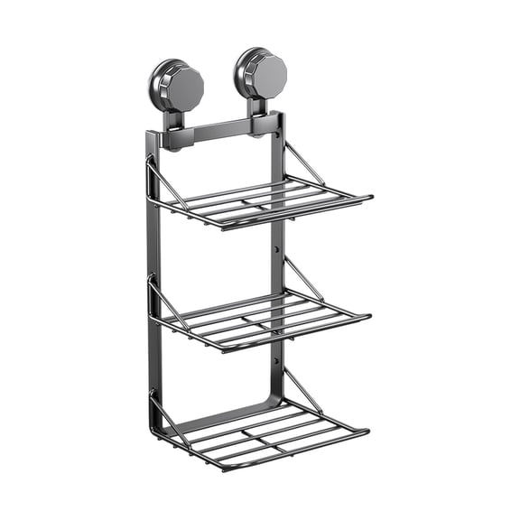Black Black Suction Cup Multi-Tier Wall Mounted Shelf For Kitchen Food Prep Vegetable Organization Without Drilling