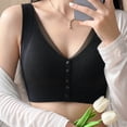 thumbnail image 3 of Ohufall Womens Bra Plus Size Front Buckle Gathered Bra Fixed Cup Seamless Back Comfort Everyday Bras, 3 of 4