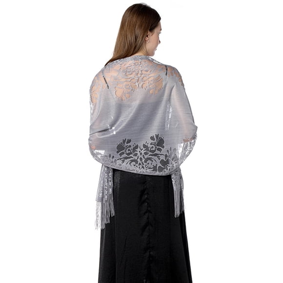 Sonducket Bufanda de mujer, bufandas, chales de borlas con flecos de encaje de flores, capa de boda para dama de honor, chal Vintage portátil para fiesta Ropa, zapatos y accesorios Miscelánea Gris Sonducket AP015018-13