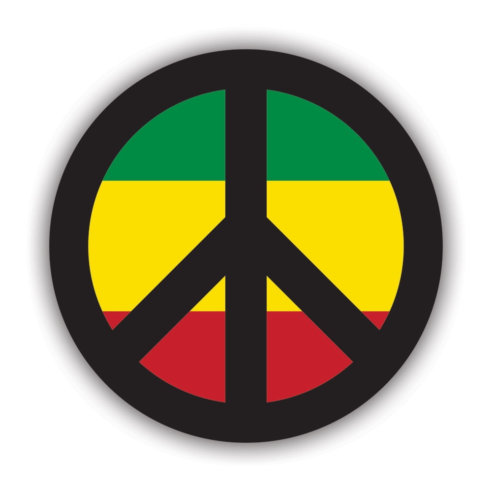 Round Rasta Peace Symbol Sticker Decal - Self Adhesive Vinyl ...