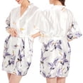 thumbnail image 4 of Women Silk Nightgown Summer Loose Fit Printed Satin Robes For Women Short Kimono Bridesmaids Lightweight Soft Lingerie Robes, 4 of 6