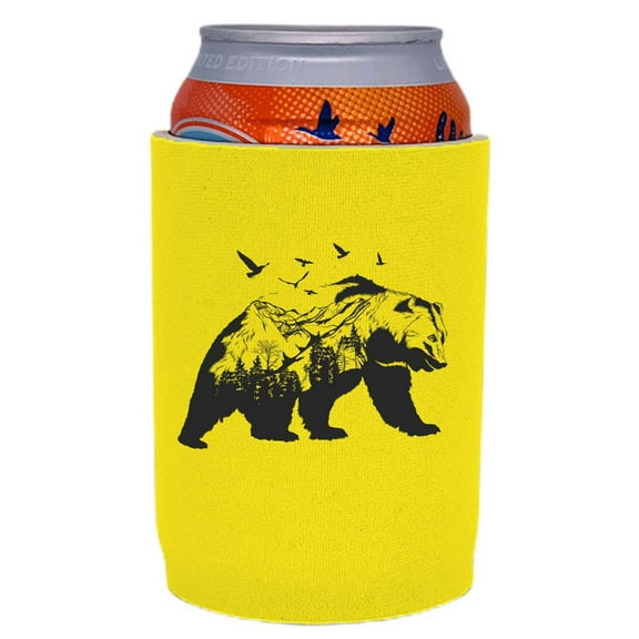 Mountain Bear Full Bottom Can Coolie (Yellow)