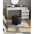 thumbnail image 2 of Ottoman,Round Leather Foot Rest Stool, Upholstered Small Ottoman Chair with Storage for Living Room & Bedroom, Decorative Home Furniture, Black, 2 of 7
