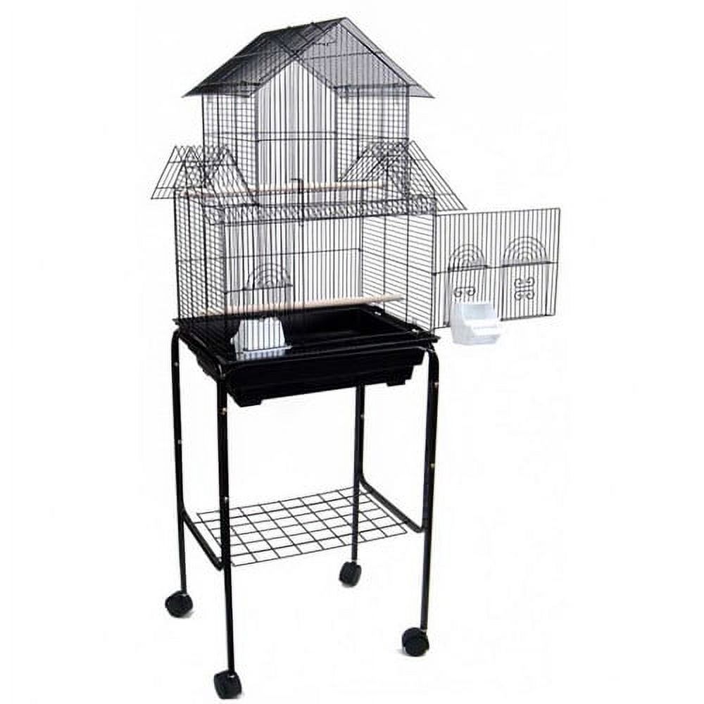 Ymlgroup 5844 3 by 8" Bar Spacing Pagoda Small Bird Cage with Stand - 18"x14" in White - image 2 of 2
