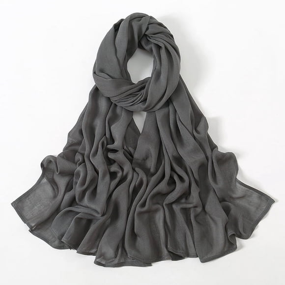 Nvzi Elegante bufanda personalizada, nueva bufanda de algodón con borde ancho de color sólido, bufanda protectora solar, bufanda simple y suave y versátil (gris oscuro)