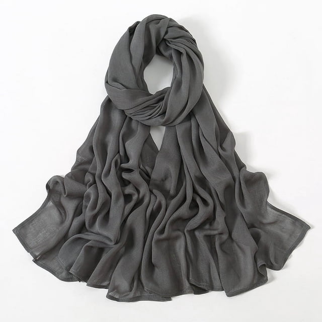 Nvzi Elegante bufanda personalizada, nueva bufanda de algodón con borde ancho de color sólido, bufanda protectora solar, bufanda simple y suave y versátil (gris oscuro)