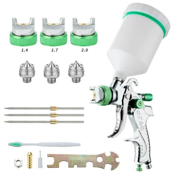 Professional High Pressure Paint Spray Gun Kit Air Spray Gun Gravity Feed Pneumatic Paint Gun HVLP 600CC 1.4MM/1.7MM/2.0MM 3 Size Nozzles