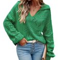 thumbnail image 4 of EFINNY Womens Long Sleeve Knitted Sweater Autumn Winter Solid Color Pullover Sweater, 4 of 8