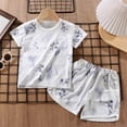 thumbnail image 2 of Fesfesfes Toddler Shirts Short Sleeve Round Neck Sets Summer Loungwear Kids Clothing T shirt And Shorts Two piece Set, 2 of 3