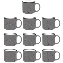 Ceramic Campfire Mug 13 oz. Set of 10, Bulk Pack - Speckled Camping Tea Cups - Grey