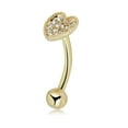 thumbnail image 2 of AVORA 10K Yellow Gold Simulated Diamond CZ Clustered Heart Belly Button Ring Body Jewelry (14 Gauge), 2 of 5