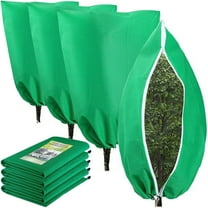 Plant Covers Freeze Protection, 4 Pack Frost Covers with Zipper Drawstring, Plant Protection Cover Bags for Outdoor Winter Frost Cold Weather Shrubs Trees Jacket Covers, 31.5" x 47.3", (Green)