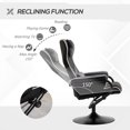 thumbnail image 3 of HOMCOM Recliner Chair with Ottoman, Velvet Upholstered Video Gaming Chair, Racing Styled Swivel Recliner with Footrest, Headrest, gray and Black, 3 of 9