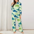 thumbnail image 3 of Disketp Pajamas Set Long Sleeve Sleepwear Womens Button Down Nightwear Pj Sets-Cute Dinosaur Blue Green, 3 of 9