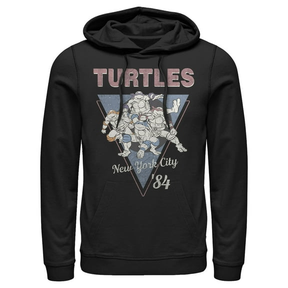 Men's Teenage Mutant Ninja Turtles Vintage Group Triangle  Pull Over Hoodie Black 3X Large
