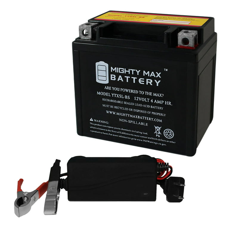 YTX5L-BS Battery Replaces AutoCraft Power Sport + 12V 1Amp Charger 